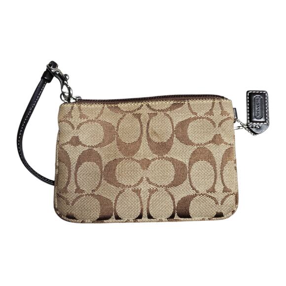 Coach Signature Corner Zip Wristlet Brown Monogram - Picture 5 of 7